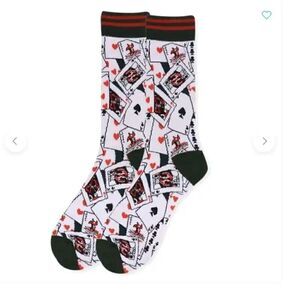 NEW! Poker Playing Cards Men's Novelty Crew Socks Game Jack Queen King Ace Chips